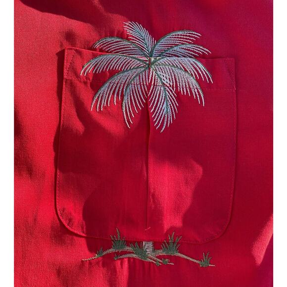 BAMBOO Cay Men's Polo Shirt Peekaboo Palm Casual Embroidered Woven Red Size 3XL - Picture 3 of 8